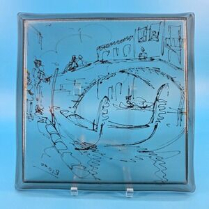 MCM Ricco Verre de Belgique square gold‑pattern plate 13in